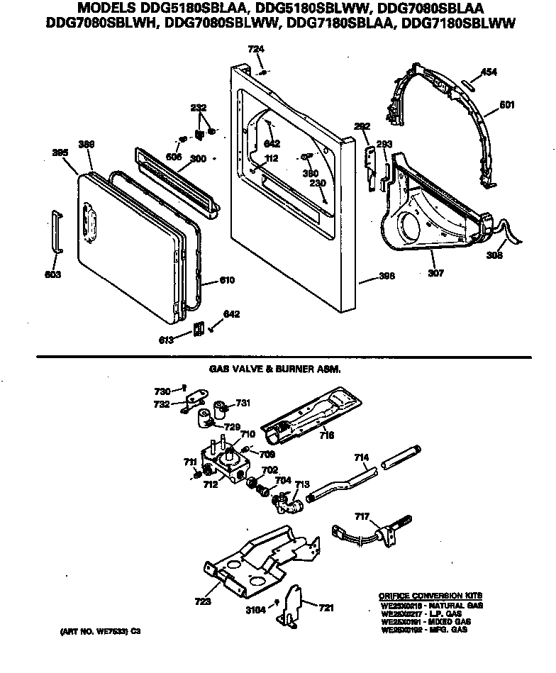 Gas valve & burner asm.