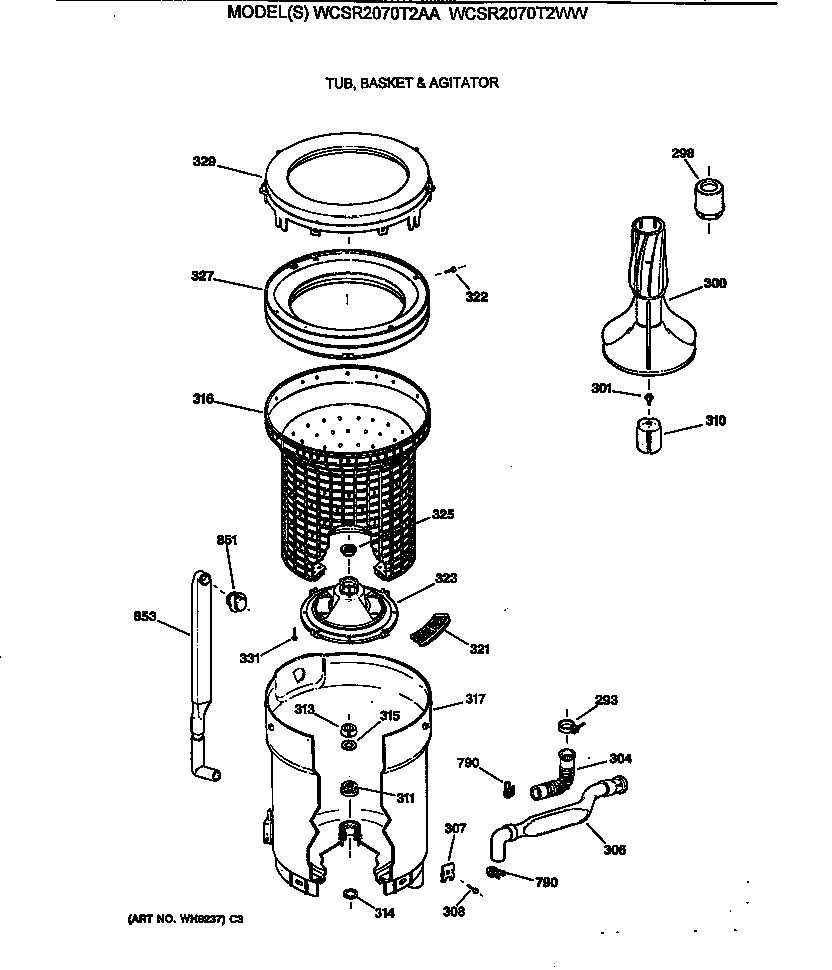 Tub, basket & agitator