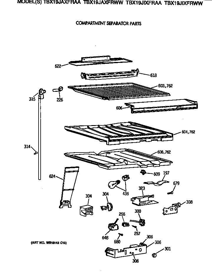 Compartment separator parts