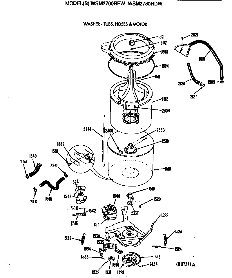 Washer - tubs, hoses & motor