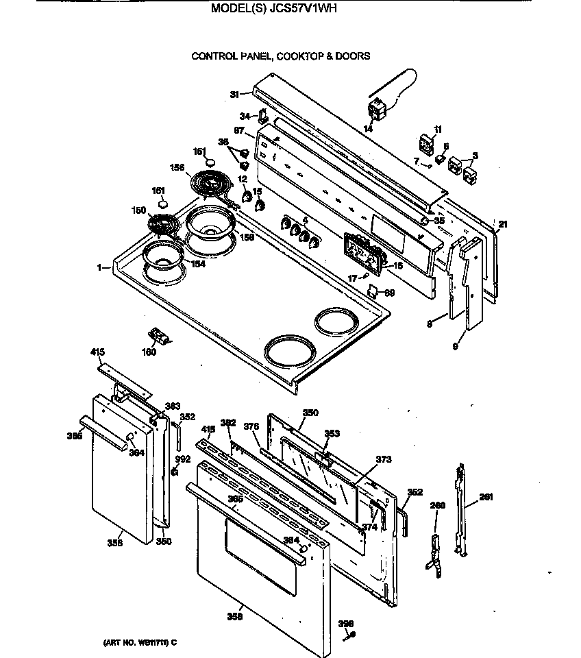 CONTROL PANEL, COOKTOP & DOORS