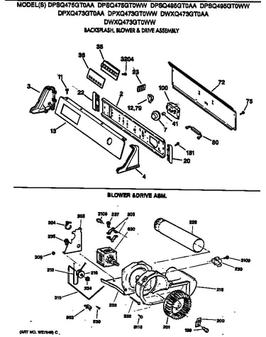 Backsplash, blower & drive assembly