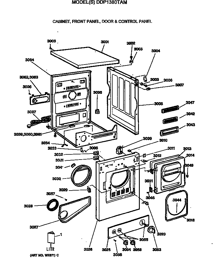Cabinet, front panel, door & control panel