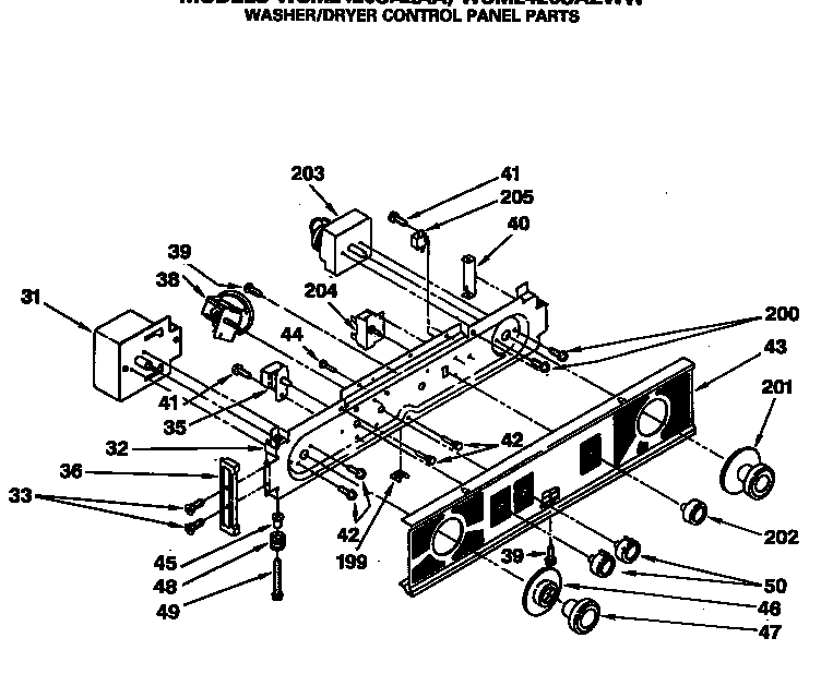 Washer/dryer control panel parts