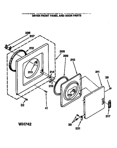 Dryer front panel and door parts