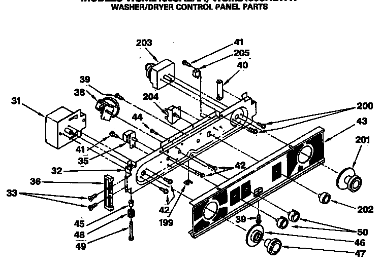 Washer/dryer control panel parts