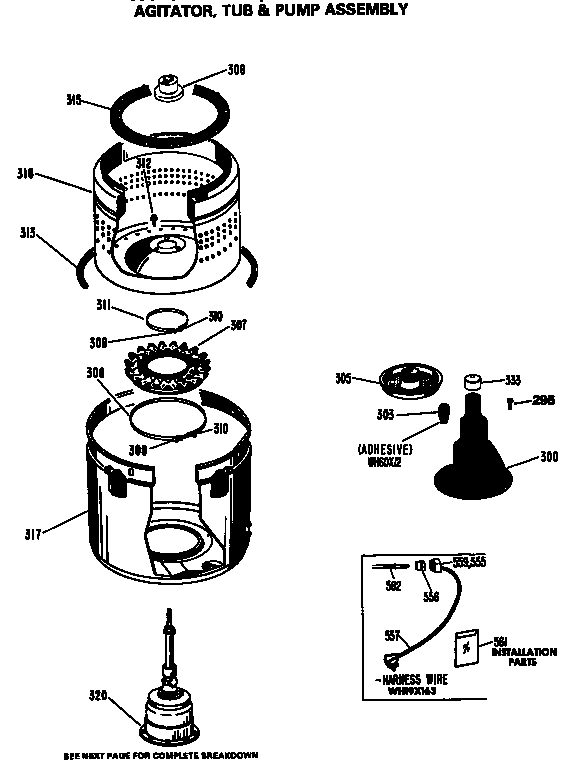 AGITATOR, TUB & PUMP ASSEMBLY