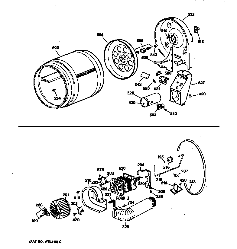 Drum, blower & drive assembly