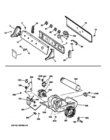 Backsplash, blower & drive assembly
