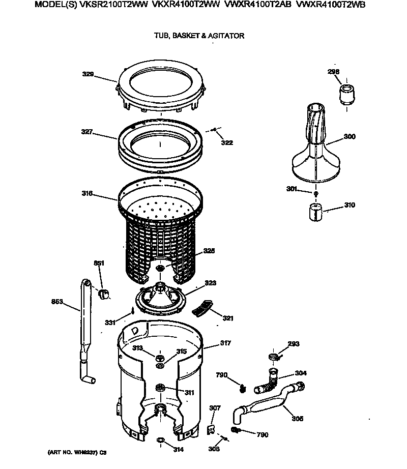 Tub, basket & agitator