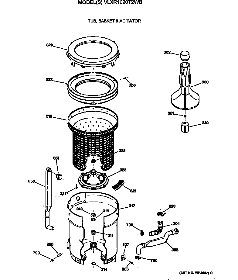 Tub, basket & agitator