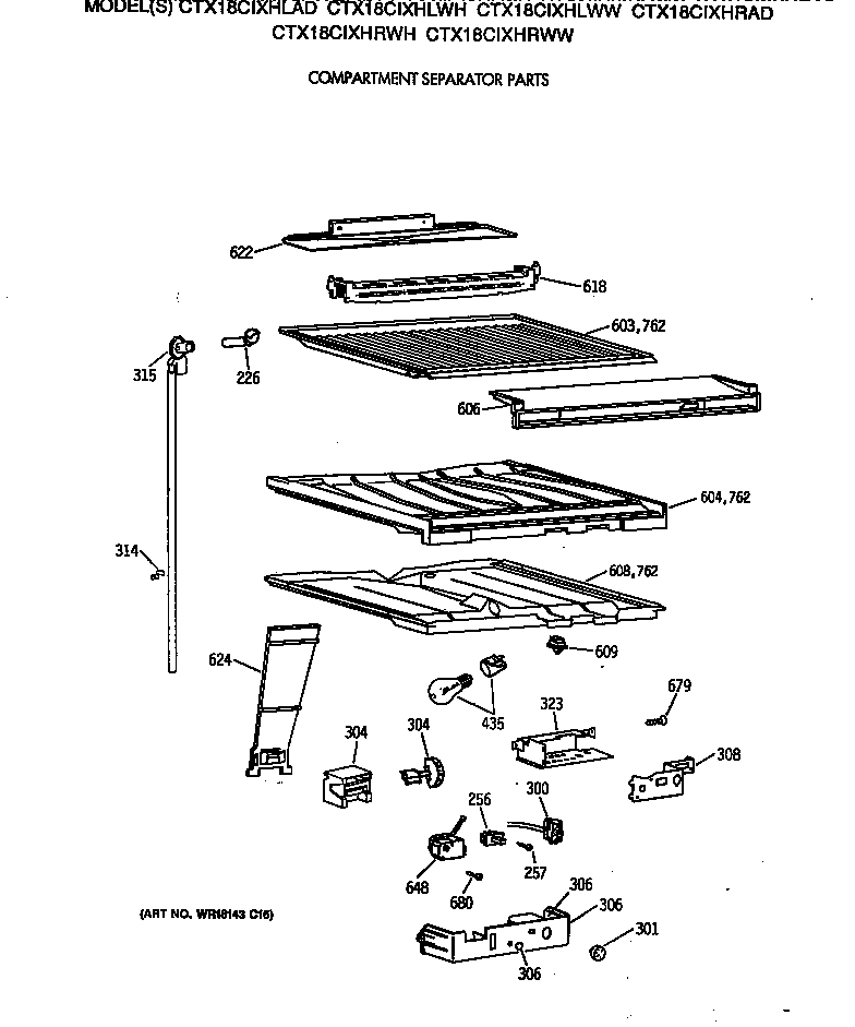 Compartment separator parts
