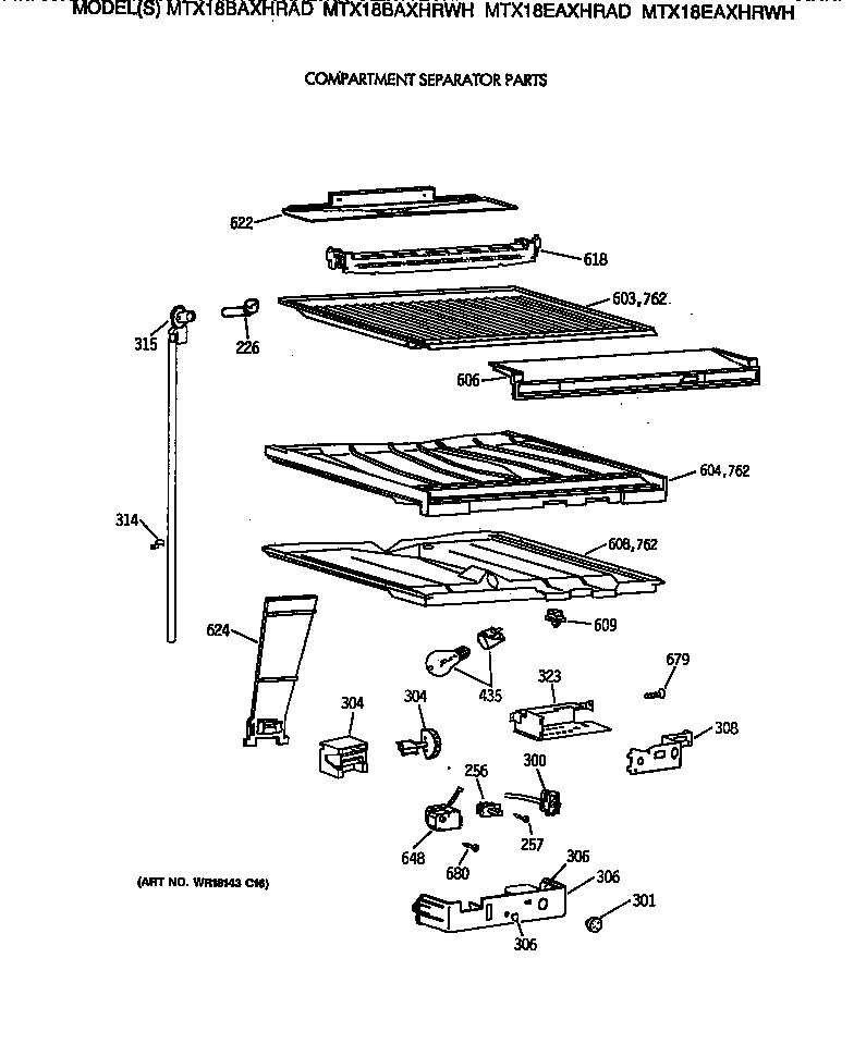 Compartment separator parts