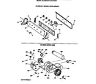 GE BWXR473GT0WW backsplash, blower & drive assembly diagram