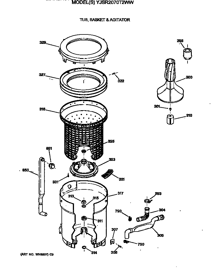 Tub, basket & agitator