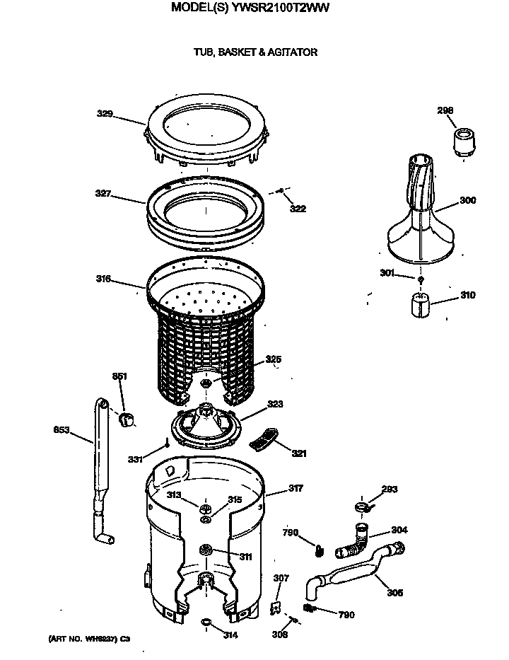 Tub, basket & agitator