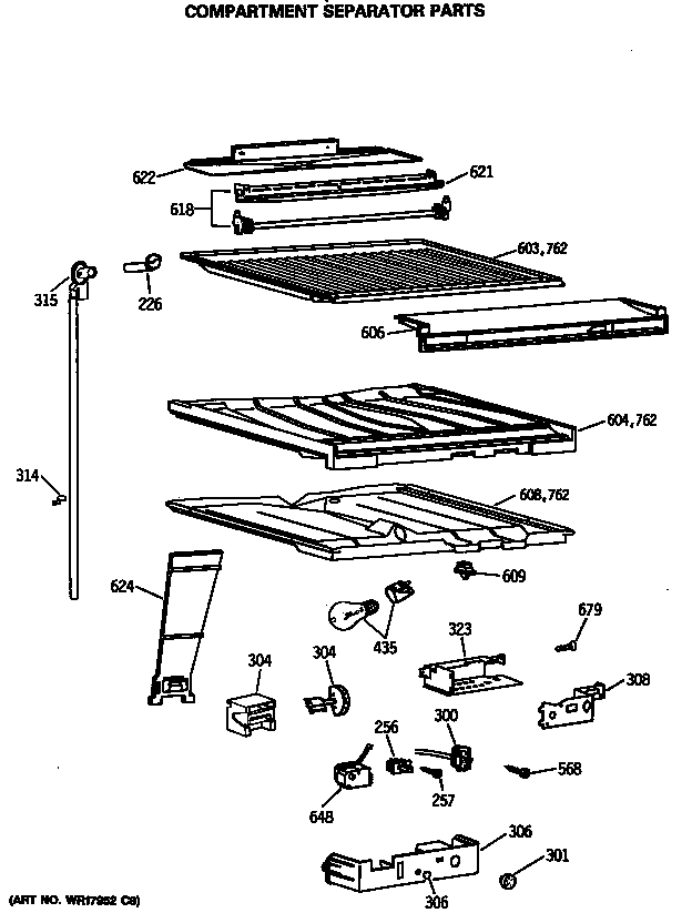 Compartment separator parts