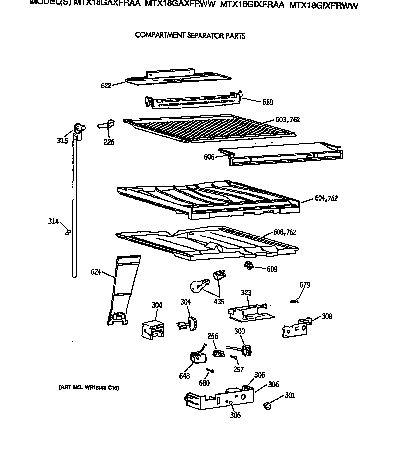 Compartment separator parts