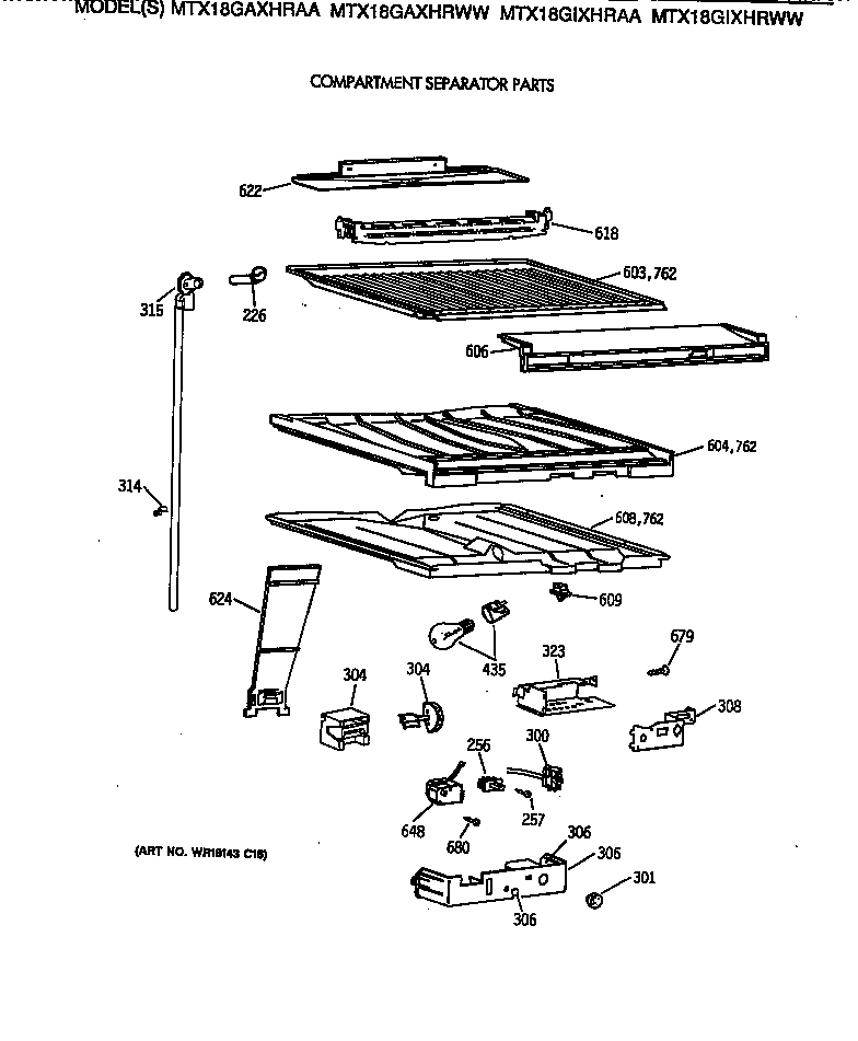 Compartment separator parts