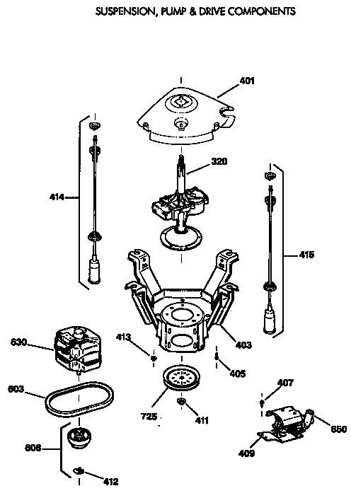 Suspension, pump & drive components