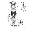 GE WMSR3110W2WW tub, basket & agitator diagram