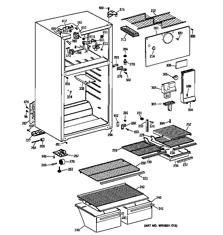 Cabinet and shelves