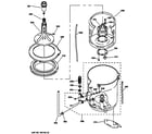 GE WSKP2060T1WB agitator, basket & tub parts diagram