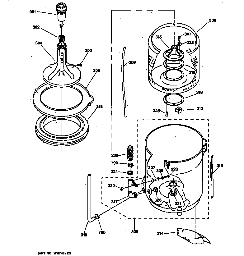 Agitator, basket & tub parts