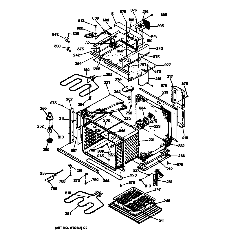 Oven body with microwave support
