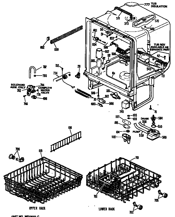 Tub and racks