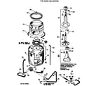 GE WRW3505KAL tub, basket and agitator diagram