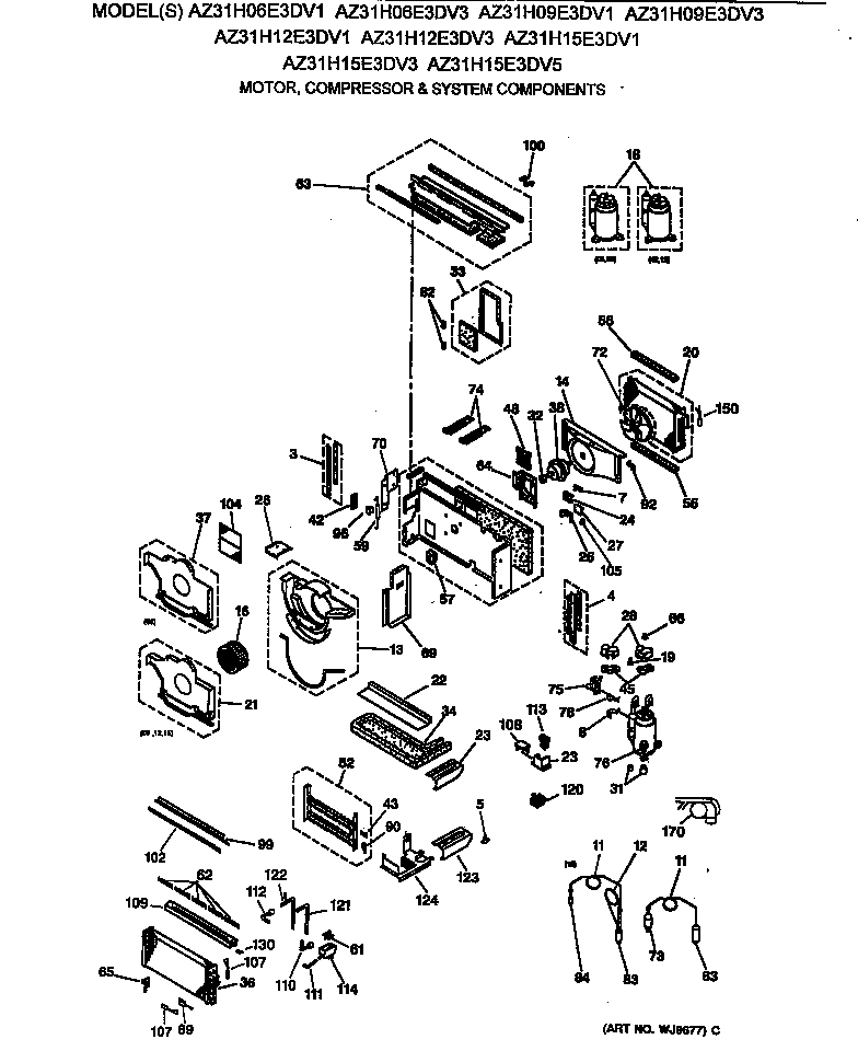 Motor, compressor & system components