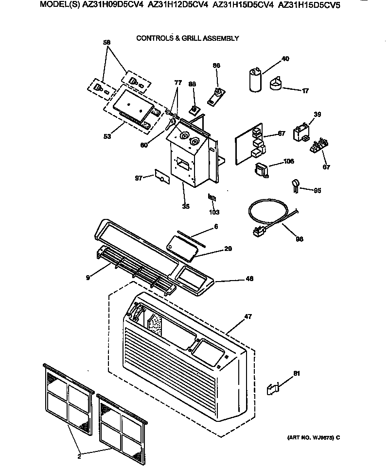 Controls & grill assembly
