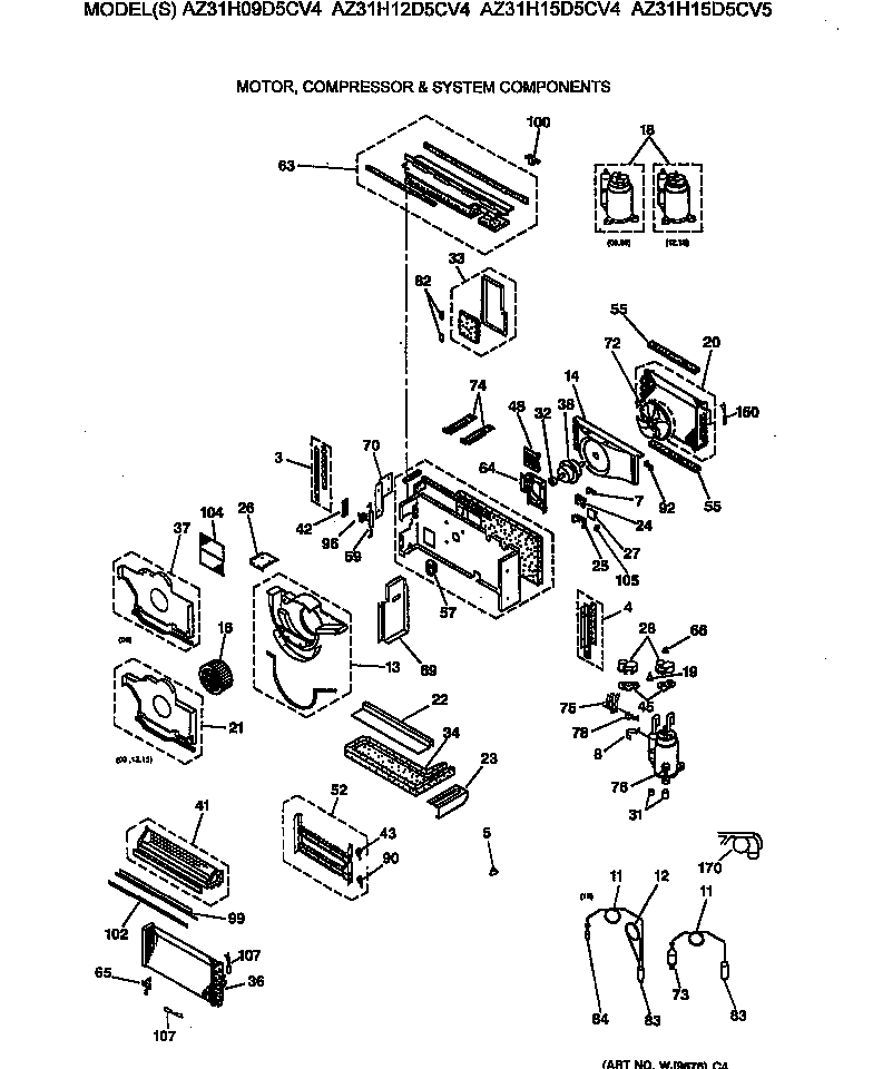 Motor, compressor & system components