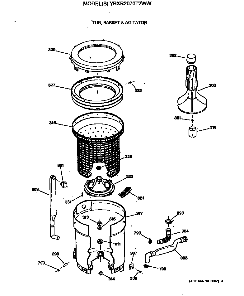 Tub, basket & agitator