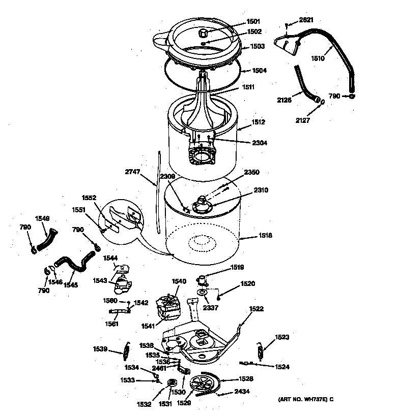 Washer - tubs, hoses & motor