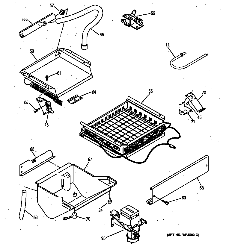 Evaporator, ice cutter grid & water parts
