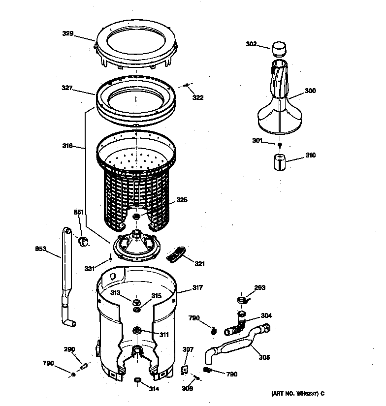 Tub, basket & agitator