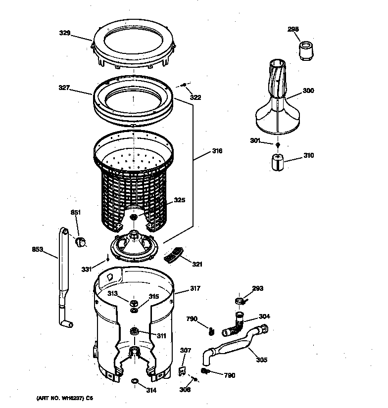 Tub, basket & agitator