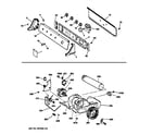 GE DJSR473GT3AA backsplash, blower & drive assembly diagram