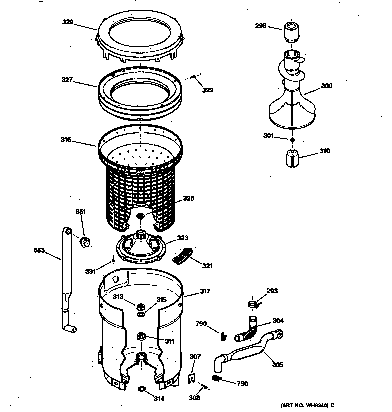 Tub, basket & agitator