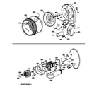 GE DWLR473GT1WB drum, duct, blower & drive asm. diagram