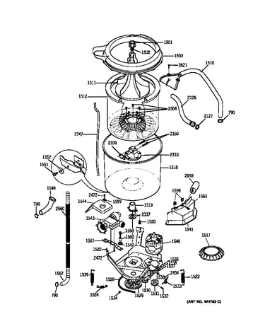 Washer-tubs, hoses & motor