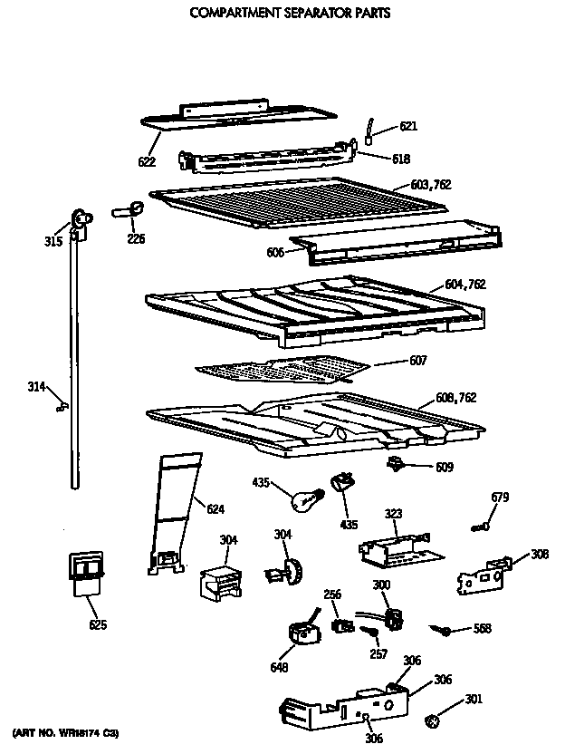 Compartment separator parts