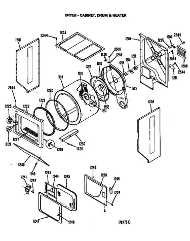 Dryer - cabinet, drum & heater