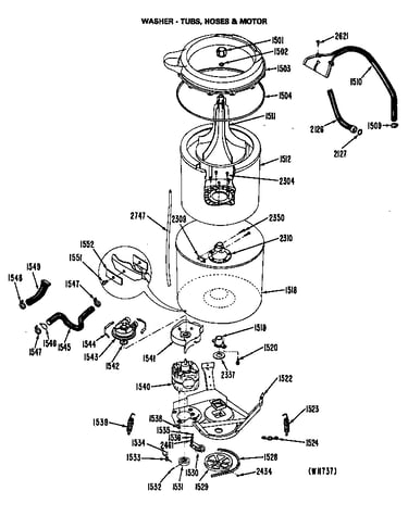Washer - tubs, hoses & motor