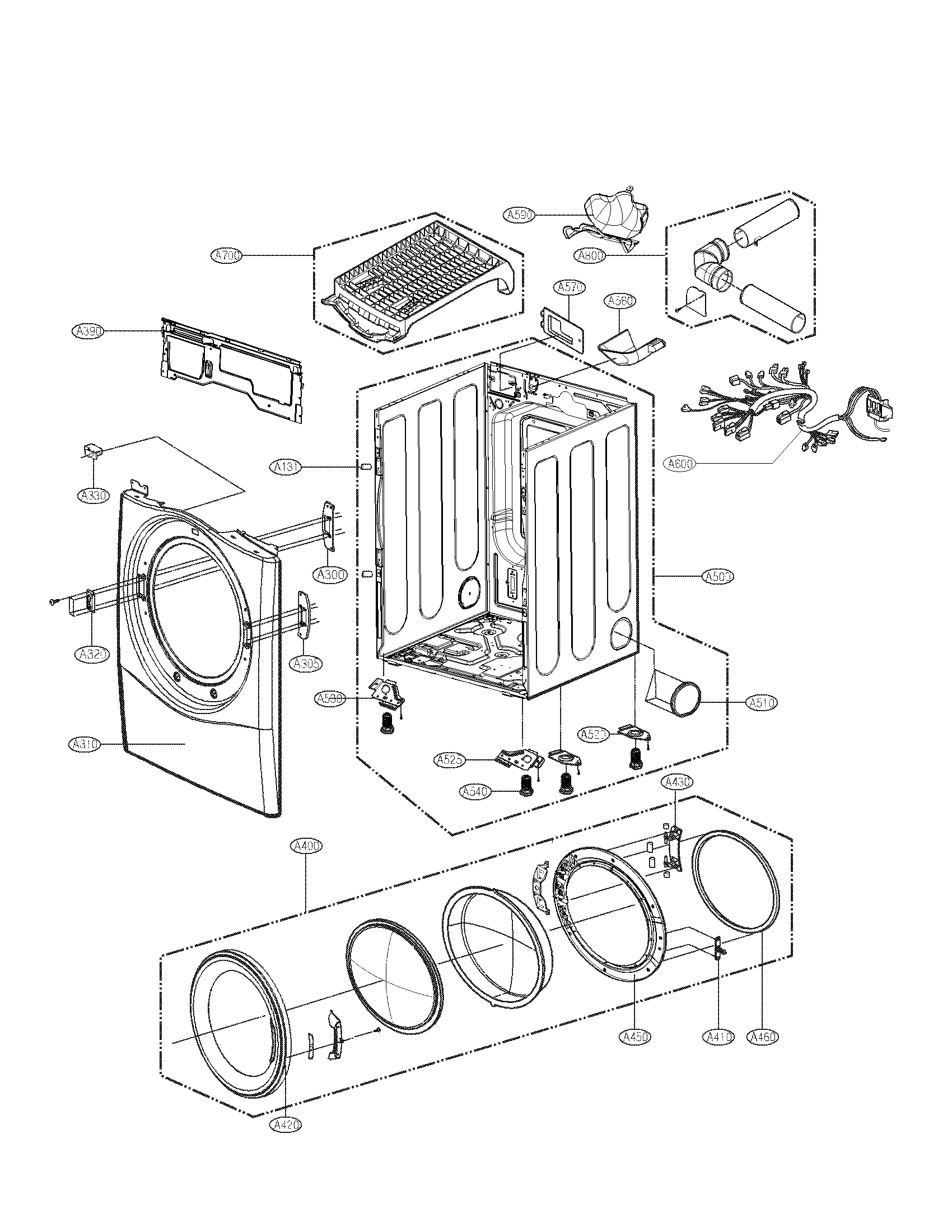 Cabinet and door assy