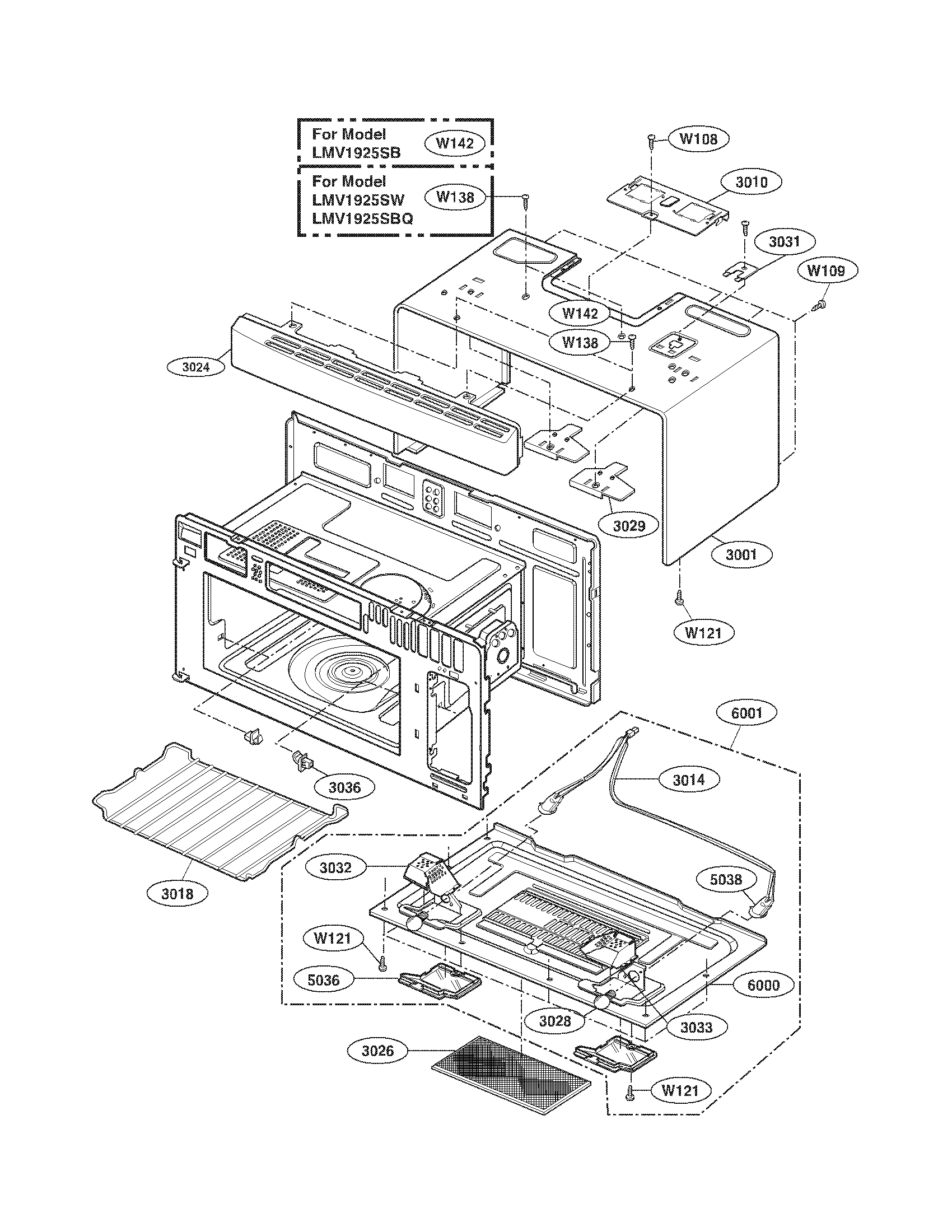 Open cavity parts