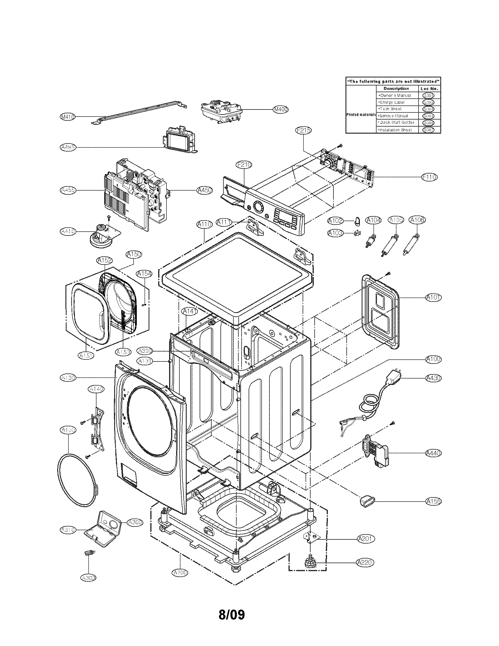 Cabinet and control panel parts