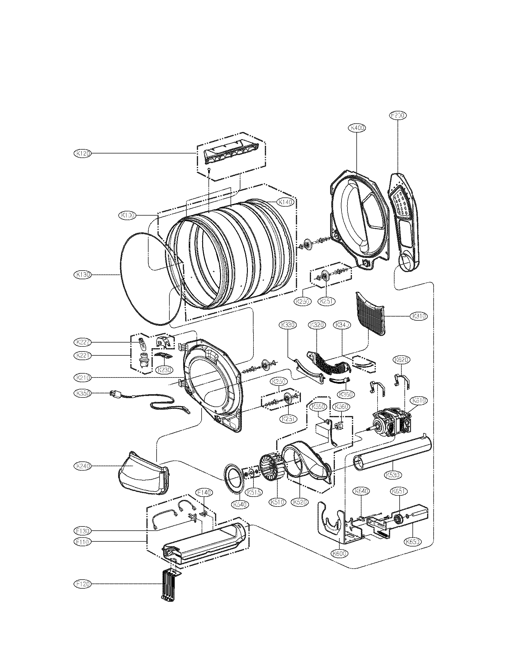 Drum and motor assembly